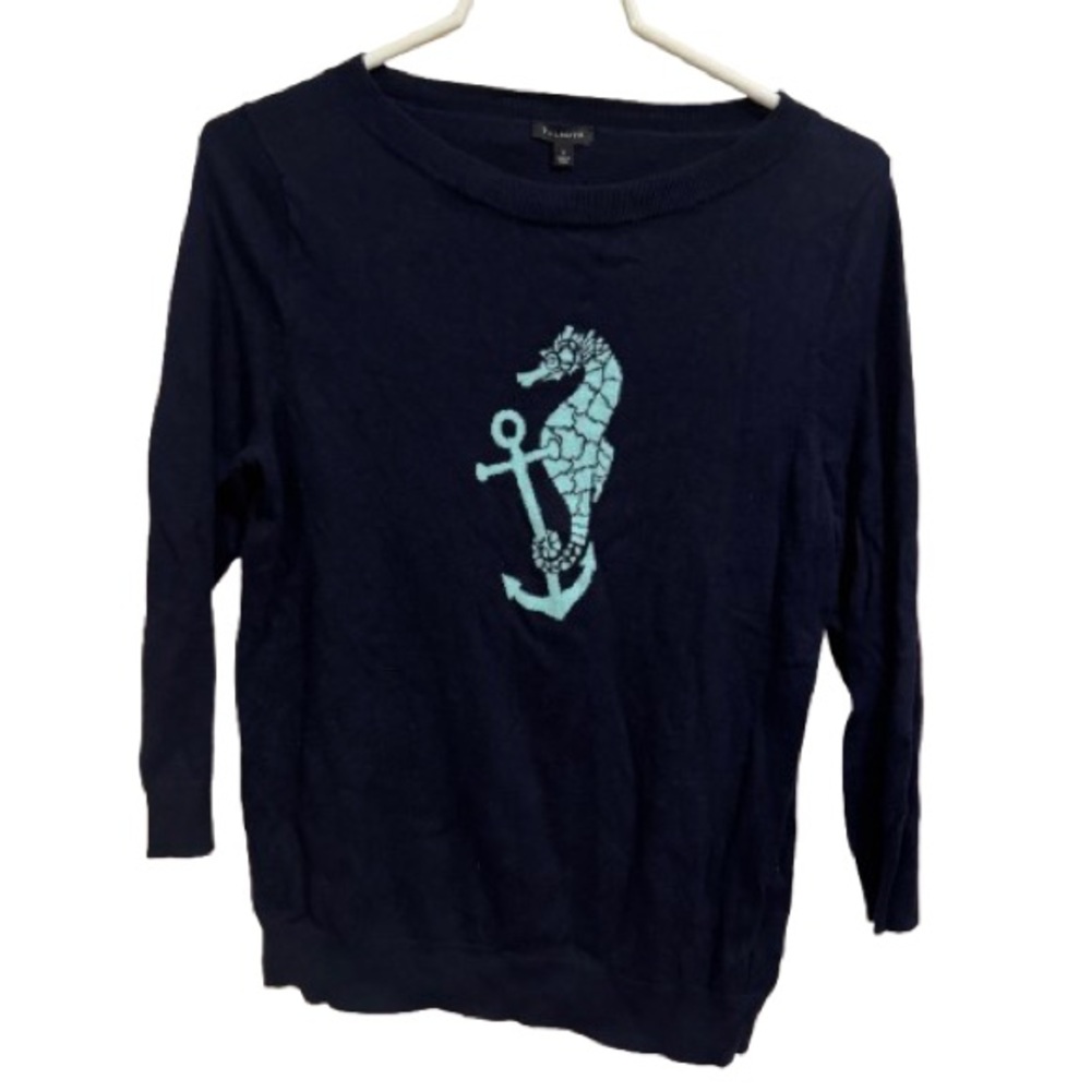 Talbots Navy 3/4 Sleeve Sweater - Picture 2 of 6